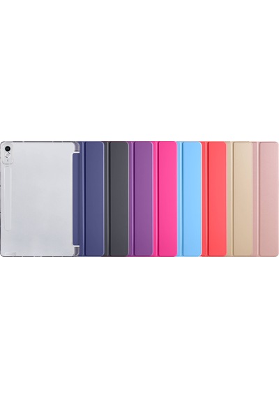 Lenovo Uyumlu Tab P12 Tablet Kılıfı Standlı Smart Cover Arkası Şeffaf