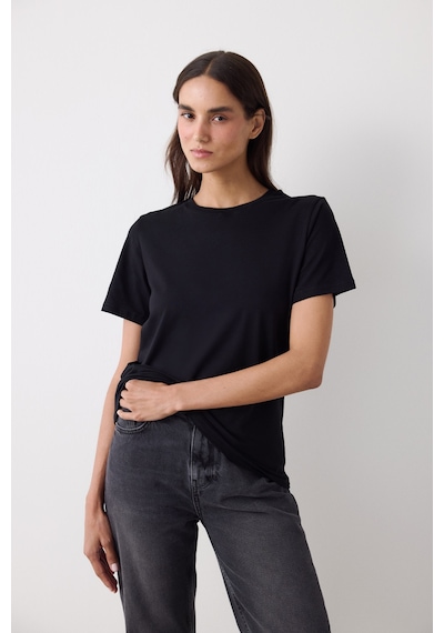 Penti Siyah Essential Fit Kısa Kollu Tişört