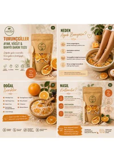 Laborem Natura Turunçgiller Çok Amaçlı Banyo, Ayak Ve Vücut Tuzu Mineralli Rahatlatıcı Bakım Tuzu 200 Gr