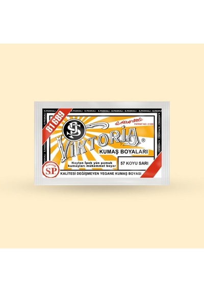 Viktoria Kumaş Boyasi 57 K. Sarı - 3 Paket Boya + 2 Paket Fiske Çok Renkli