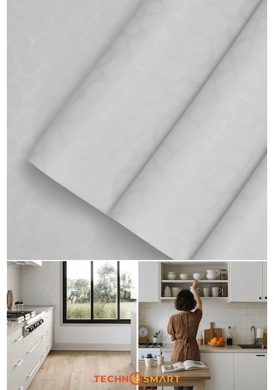 Technosmart 60cmx300cm Kendinden Yapışkanlı Desenli Beyaz Pvc Kaplama