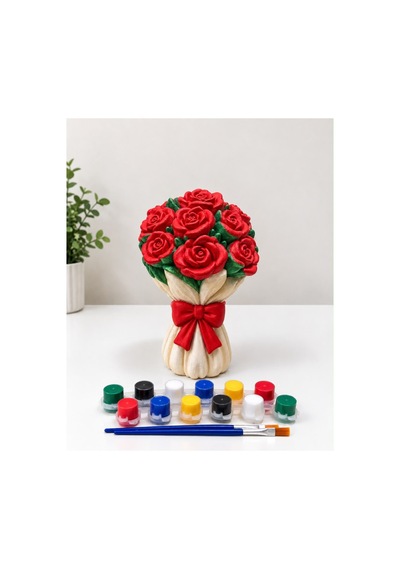 Gül Buketi Sevgili Boyama Seti Çiçek Buketi Taş Boyama Obje 19cm - 921394873