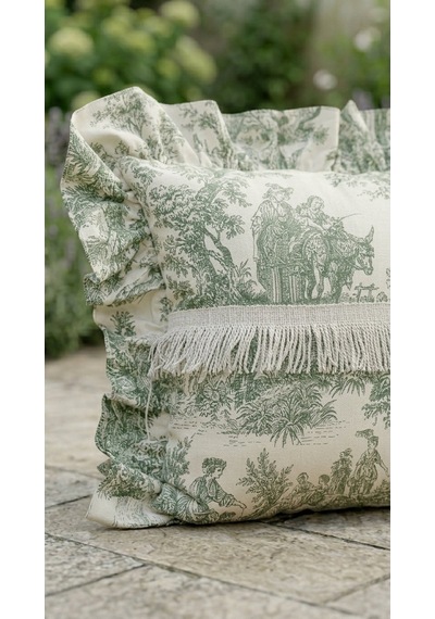 Toile Verde Ruffle Yastık Çok Renkli