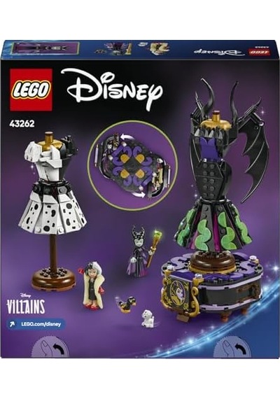 Kötüleri Malefiz&apos İn Ve Cruella De Vil&apos İn Elbiseleri 43262-9 Yaş Üzeri Kız Ve Erkek Çocuklar İçin Sergileme Standı, 2 Mini Bebek Ve 2 Hayvan Figürü İçeren Oyuncak Yapım Seti 524 Parça