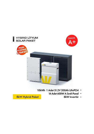 Werer Energy 8kW Hybrid Solar Paket - LiFePO4 Batarya/Inverter/Solar Panel