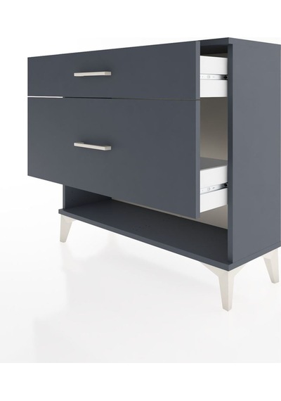 Arges Şifonyer 2 Çekmeceli 88x30x80 Antrasit-antrasit Antrasit