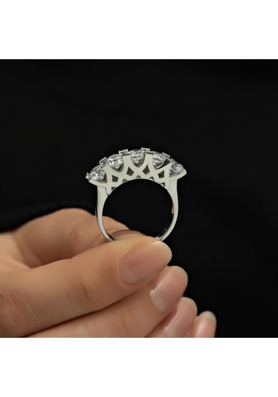 Gümüş Swarovski Zirconia Taşlı Beştaş Yüzük
