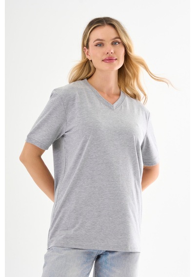 Pierre Cardin V Yaka Basic T-shirt Gri