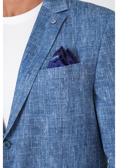 Slim Fit Torba Cepli Kırçıllı Dokuma Esnek Pamuklu İndigo Ceket C 748 Indıgo
