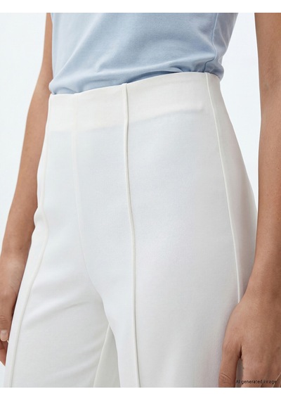 Lcwaıkıkı Classic Beyaz Beli Lastikli Soft Touch Kadın Pantolon