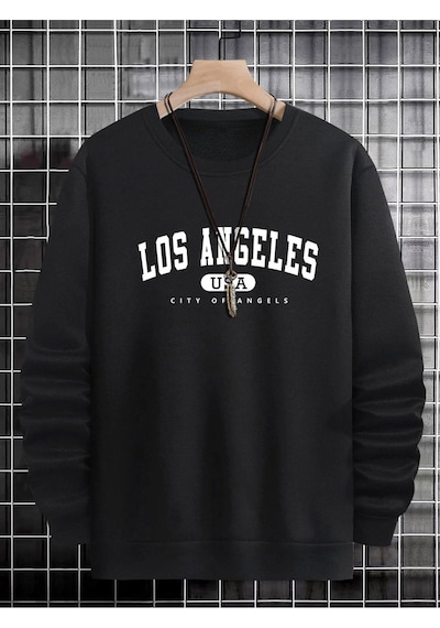 Adrift Manfinity Sporsity Letter Graphic Sweatshirt Siyah Siyah