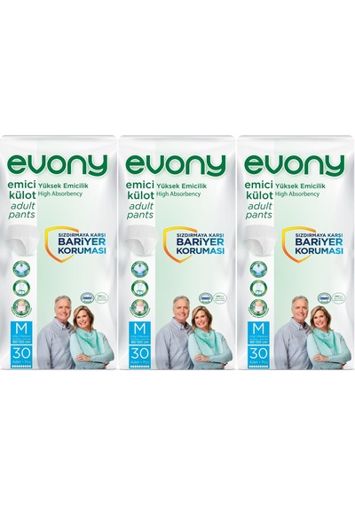 Evony Hasta Bezi Yetişkin Emici Külot M-orta 90 Adet 3pk 30