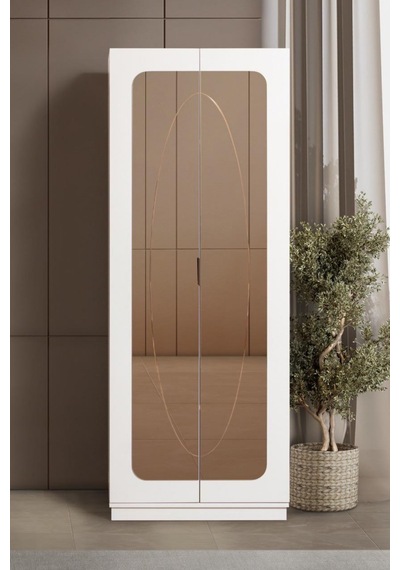 Dolap, Armoni 2 Kapaklı Bronz Aynalı Gardırop Aytaşı