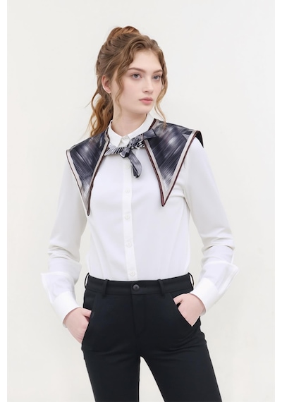 Walkenzo 4864 Şık Desenli Bağlamalı Modern Kadın Omuz Şalı Gri