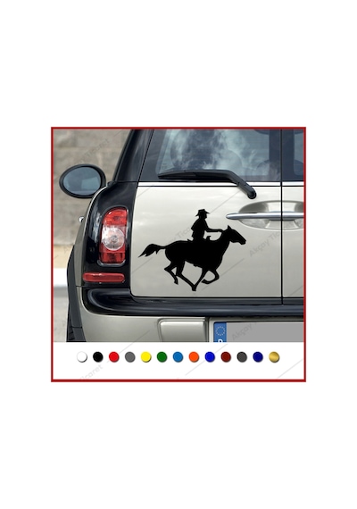 Kovboy Atlı Adam Sticker Redkit Oto Sticker Araba Sticker