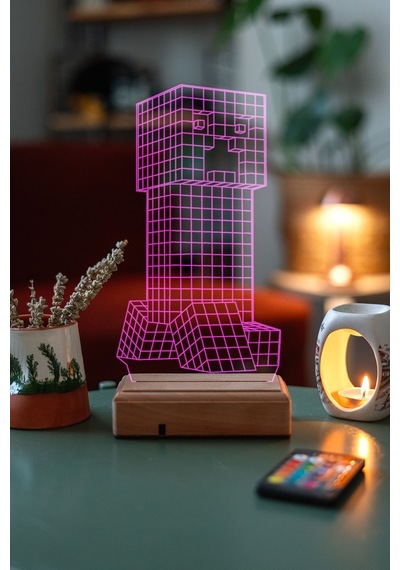 Çocuklara Özel 3D Minecraft Led Masaüstü Ve Gece Lambası