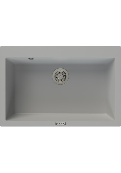 Polex Cristalüx Granit Evye P-X76 Gri Tezgah Altı Ve Tezgah Üstü Mutfak Evyesi 75x50 CM