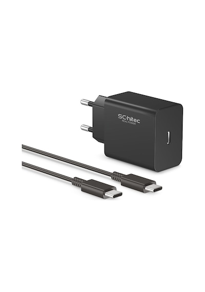 Schitec 45w Type-c Çıkışlı Hızlı Şarj Aleti Type-c To Type-c Kablolu Set Siyah Sc008