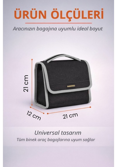 Oto Bagaj Organizer Bagaj Çantası S Boy Kaymaz Cırt Bantlı Velur Kompakt Düzenleyici - Scx4