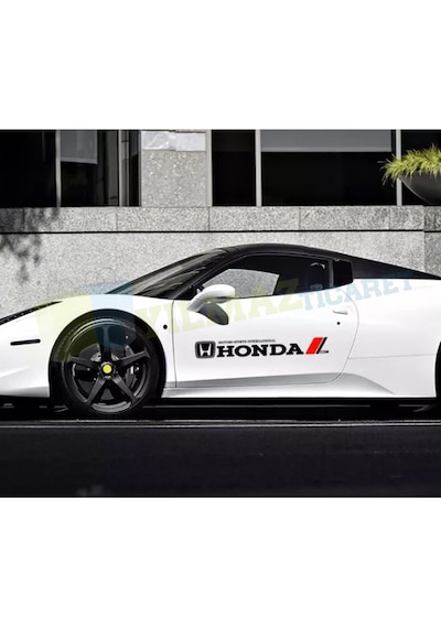 Honda Logo Yan Kapı Altı Oto Sticker Etiket Yapıştırma Büyük 2 Ad 72 X 9 Cm-Kırmızı Sabittir