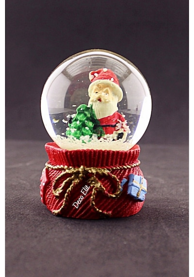Yeni Yıl Hediyesi Dekoratif Yeni Yıl Noel Baba Ve Çam Ağacı Temalı Mini Boy Kar Küresi 6,5 Cm Kar Küresi