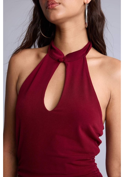 Defacto Modern Fıt Halter Yaka Elbise I5081ax26smbr43 Bordo-br43