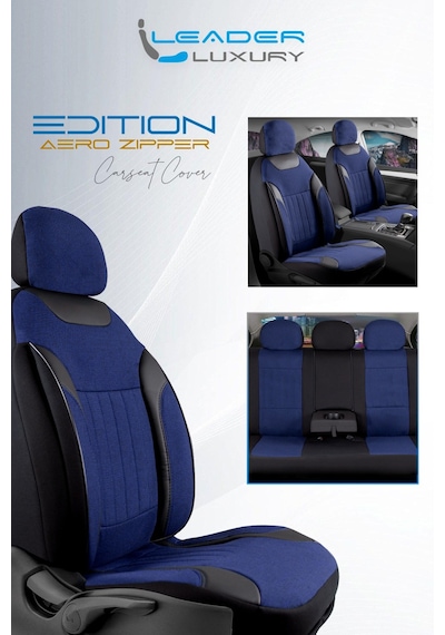 Seat Leon X-perience Keten Oto Koltuk Kılıfı Ön Arka Set Mavi Edition Scr