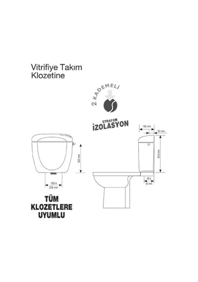 Tema Siamp Rondo Klozet Rezervuarı Çift Kademeli Tema Siamp Rondo Klozet Rezervuarı Çift Kademeli