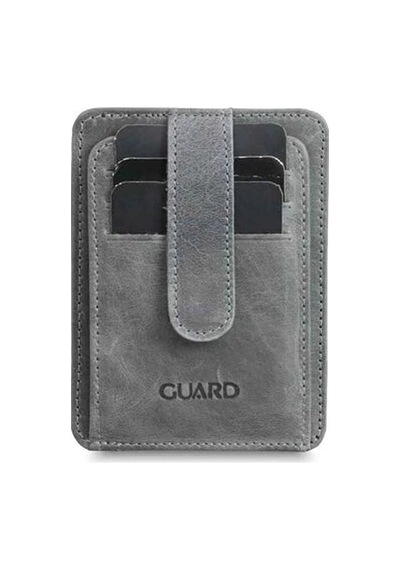 Guard Dikey Crazy Gri Deri Kartlık Siayh