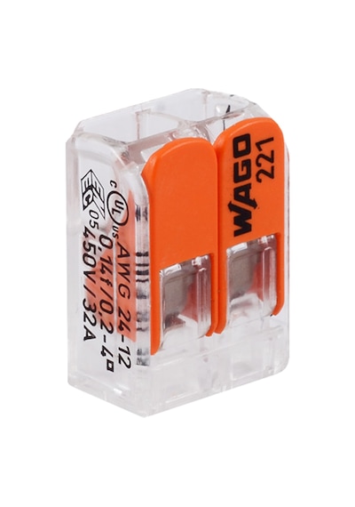 Wago 221-412 2'li Yaylı Tırnaklı Buat Klemensi 2 x (0.2-4 Mm)