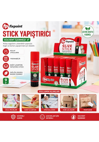 24 Adet 9gr Stıck Yapıştırıcı Solvent İçermez Yıkanabilir Kolay Uygulama Kağıt - Karton Yapıştırıcı Stick 4801