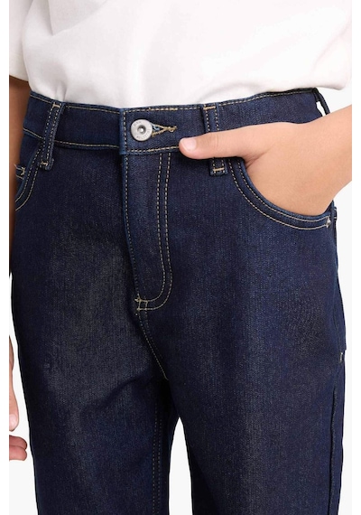 Defacto Erkek Çocuk Straight Fit Düz Paça Jean Polar Astarlı Pantolon F4296a825wnnm34 Mavi