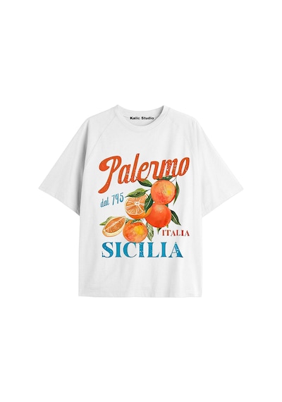 Kalic Studio Unisex Oversize Palermo Sicilia Tshirt Beyaz