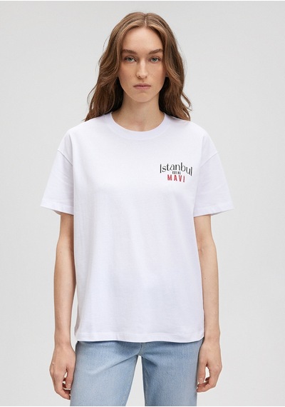 Mavi - Mavi Logo Baskılı Beyaz Tişört 1612843-620 Beyaz