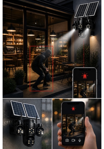 Mpıa Koto 12mp 3 Lens 4g Çift Solar Panel Hieasy Aov Sürekli Kayıt Gece Görüş Çift Yönlü Ses Turkcell Sim Kart