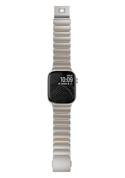Apple Uyumlu Watch  42mm Zore Krd-152 Titanyum Silikon Kordon