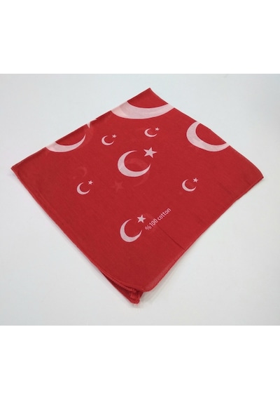 Ay Yıldızlı Kare Bandana / Fular / %100 Cotton