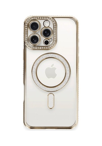 İphone 16 Pro Kılıf Joke Simli Magneticsafe Kılıf - Gold Renk
