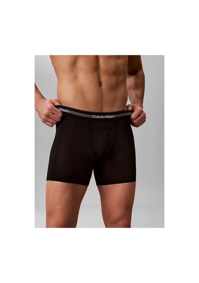 Calvin Klein Erkek Pamuklu Slim Fit Beli Elastik Bantlı 3'lü Siyah Boxer-16150