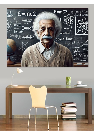 Grafiti Einstein Portresi Dekoratif Kanvas - Mdf Ahşap Tablo