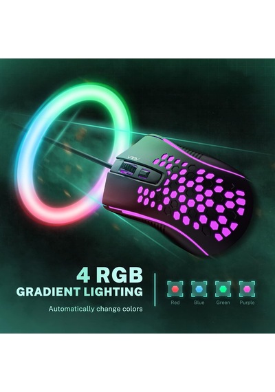 S11 3600dpı Rgb Optik Oyuncu Mouse, Siyah