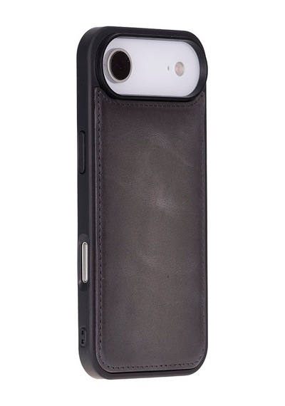 Bloomcase Magic Wallet Ash Mist Gray Hakiki Deri Apple Uyumlu iPhone 17 Air 6.5" Cüzdanlı Telefon Kılıfı Gri