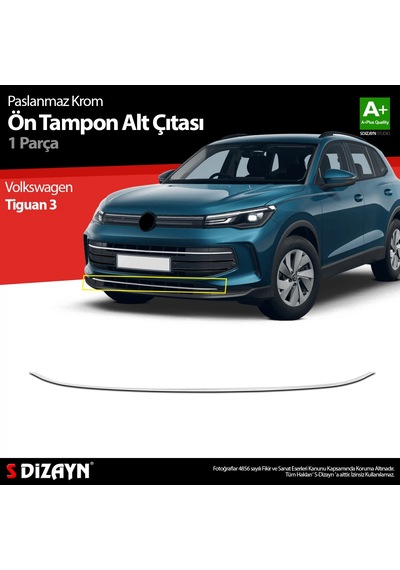 S-dizayn Vw Tiguan 3 Krom Ön Tampon Alt Çıtası 2024 Üzeri A+ Kali