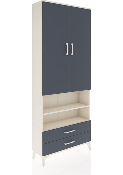 Arges Dolap 5 Raflı 2 Çekmeceli 2 Kapaklı 88x30x221 Aytaşı-antrasit Aytası