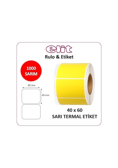 Elit Barkod Etiketi 40X60 Termal Sarı 1000'li Eczane Ilaç Tarif