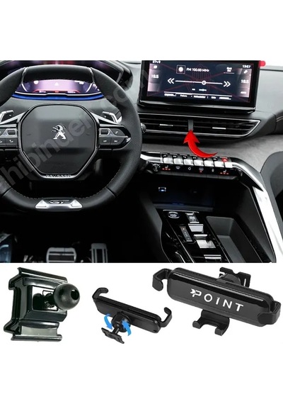 Peugeot 5008 Araca Özel Cep Telefon Tutacağı Robotik Oynar Başlıklı 2017-2024 Arası Profesyonel Ürün Siyah