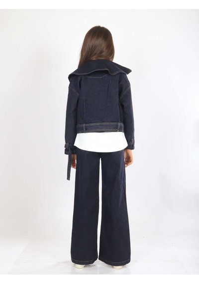 Xo Kids Kız Çocuk 3lu Alt Üst Takım 7-14 Yaş 3908-4908 Koyu Mavi