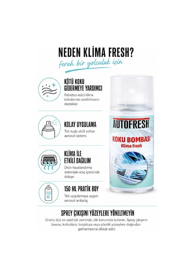 AutoFresh Koku Bombası Klima Fresh Temizleyici Kötü Koku
