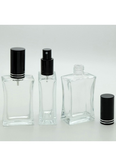 Parfüm Şişesi 50 Ml 3 Adet Siyah Kapak Metal Valf İçbükey Boş Şişe
