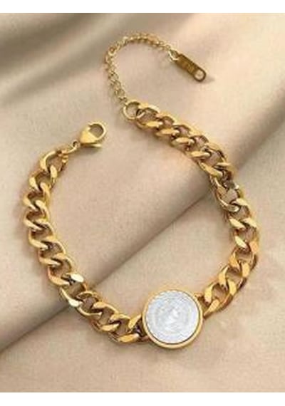Jadenne Gold Renk Çelik Üzeri Altın Kaplama Elizabeth Vintage Zincir Bileklik